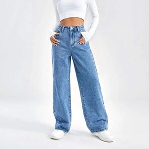 SHEIN EZwear Slant Pocket High‎ Waist Boyfriend Jeans
